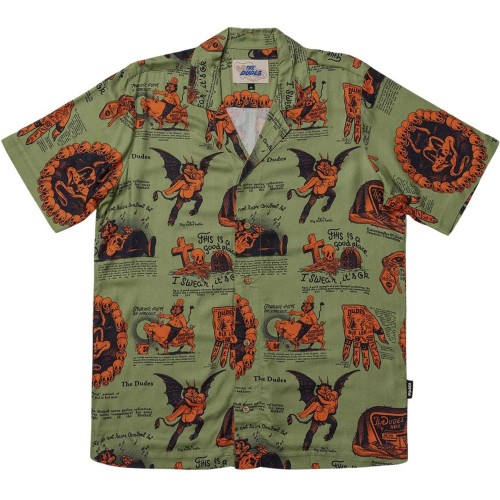 THE DUDES BEELZEBUD GREEN HAWAIIAN SHIRT